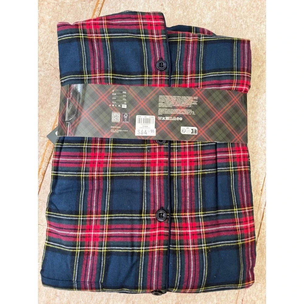 Piombo Plaid Pajama Set Women's XXL Long Sleeve Button Down NWT Red‎ Blue Green